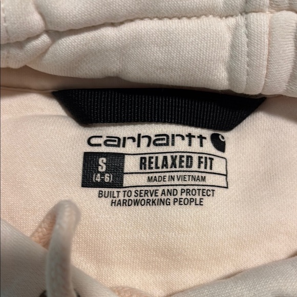 Carhartt Cream Hoodie with Purple Logo - Picture 2 of 4